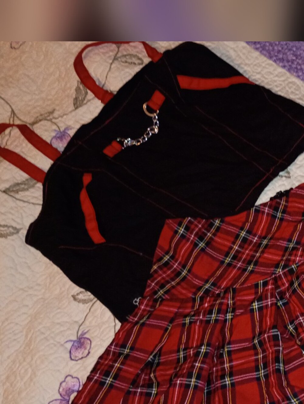 Y2K Tripp Dang Goodman Grunge Party Mini Skirt Royal Bones Top L